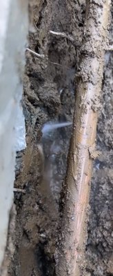 Slab leak repair. - Pipe has a pinhole leak. We had to cut concrete… locate the leak and remove the section of copper pipe which had the pinhole leak and install new piece of pipe. After that we install new concrete and are on our way. Slab leak repair. - Pipe has a pinhole leak. We had to cut concrete… locate the leak and remove the section of copper pipe which had the pinhole leak and install new piece of pipe. After that we install new concrete and are on our way.