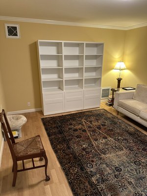 Designed and installed IKEA cabinets for more storage - IKEA cabinets aren’t bad but I like to glue and reinforce them so they are more stout.  You can achieve a nice look without the added expense of custom cabinetry.
