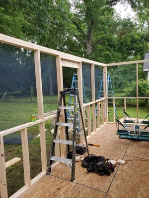 framing - added an additional back screen porch framing - added an additional back screen porch