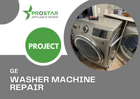 GE Washer Machine Repair | Prostar Appliance Repair - Prostar Appliance Repair successfully completed a GE washer repair for a customer experiencing loud noises, poor spinning, and intermittent cycle interruptions. Our technician performed a full diagnostic and identified a worn drive belt and a malfunctioning drain pump. We replaced all faulty parts with OEM components and conducted comprehensive testing to ensure proper performance.

The washer is now fully restored — running quietly, spinning efficiently, and completing all wash cycles without errors.