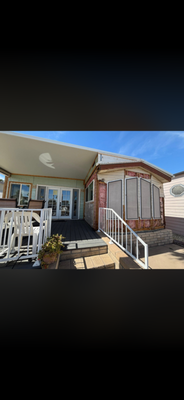 Mobile home updated - Mobile home transformation goals! 🔥 We turned this dated mobile home into a modern masterpiece with synthetic stucco. Check out the before & after!