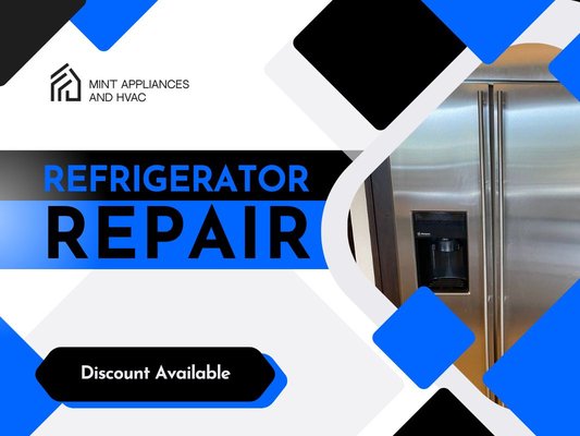 Refrigerator Repair - Is your refrigerator not working? Mint Appliances and HVAC will take care of it for you.
What sets us apart? We arrive and perform same day repairs 80% of the time. We always have the most popular parts in stock, and we can make repairs on the spot as soon as the customer confirms the estimate. Our technicians have a lot of experience in this field, about 12 years. And we understand all brands.
Most importantly, our prices are unbeatable. New customers receive a 10% discount on their first service. Older customers get a 15% discount. Veterans and retirees receive an additional 15% discount on all services.
Don't let refrigerator problems disrupt your life. Trust the experts at Mint appliances and HVAC to provide reliable, customer-focused service that improves the performance of all your appliances. Contact us today to get your refrigerator back in perfect working order! Refrigerator Repair - Is your refrigerator not working? Mint Appliances and HVAC will take care of it for you.
What sets us apart? We arrive and perform same day repairs 80% of the time. We always have the most popular parts in stock, and we can make repairs on the spot as soon as the customer confirms the estimate. Our technicians have a lot of experience in this field, about 12 years. And we understand all brands.
Most importantly, our prices are unbeatable. New customers receive a 10% discount on their first service. Older customers get a 15% discount. Veterans and retirees receive an additional 15% discount on all services.
Don't let refrigerator problems disrupt your life. Trust the experts at Mint appliances and HVAC to provide reliable, customer-focused service that improves the performance of all your appliances. Contact us today to get your refrigerator back in perfect working order!
