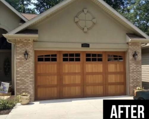 100% Satisfaction Guaranteed - What a difference. The entire look of the house was updated with the simple replacement of this beautiful garage door! 100% Satisfaction Guaranteed - What a difference. The entire look of the house was updated with the simple replacement of this beautiful garage door!