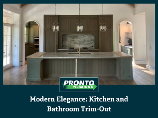 Modern Elegance: Kitchen and Bathroom Trim-Out - At Pronto Plumbing, we recently completed a spectacular trim-out project in a residential home, showcasing modern elegance and functionality. Our team of expert plumbing contractors meticulously designed and installed the plumbing systems for both the kitchen and bathroom areas, ensuring optimal performance and aesthetic appeal. With over 15 years of experience, Pronto Plumbing has built a reputation for delivering unparalleled service and quality craftsmanship. From new construction to remodels, our licensed and insured team is committed to providing solutions that exceed customer expectations.
The kitchen trim-out features sleek fixtures and efficient plumbing infrastructure, harmoniously blending style and practicality. Our attention to detail and commitment to quality are evident in every aspect of the kitchen plumbing design.
In the bathroom shower trim-out, we focused on creating a luxurious and relaxing space. Our water heater services ensure a continuous supply of hot water for a refreshing shower experience. Pronto Plumbing's dedication to customer satisfaction shines through in our meticulous approach to every project.
Experience the Pronto Plumbing advantage in your own home - where expertise, dedication, and quality converge to elevate your plumbing system. Modern Elegance: Kitchen and Bathroom Trim-Out - At Pronto Plumbing, we recently completed a spectacular trim-out project in a residential home, showcasing modern elegance and functionality. Our team of expert plumbing contractors meticulously designed and installed the plumbing systems for both the kitchen and bathroom areas, ensuring optimal performance and aesthetic appeal. With over 15 years of experience, Pronto Plumbing has built a reputation for delivering unparalleled service and quality craftsmanship. From new construction to remodels, our licensed and insured team is committed to providing solutions that exceed customer expectations.
The kitchen trim-out features sleek fixtures and efficient plumbing infrastructure, harmoniously blending style and practicality. Our attention to detail and commitment to quality are evident in every aspect of the kitchen plumbing design.
In the bathroom shower trim-out, we focused on creating a luxurious and relaxing space. Our water heater services ensure a continuous supply of hot water for a refreshing shower experience. Pronto Plumbing's dedication to customer satisfaction shines through in our meticulous approach to every project.
Experience the Pronto Plumbing advantage in your own home - where expertise, dedication, and quality converge to elevate your plumbing system.