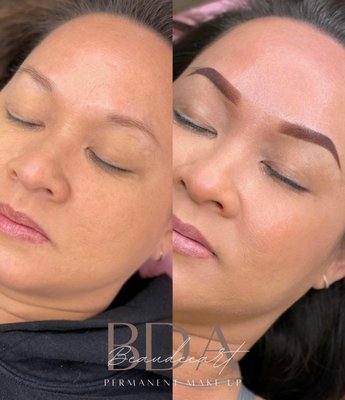 Permanent Make up - Microblading is a tattooing technique in which a small handheld tool made of several tiny needles is used to add semi-permanent pigment to the skin creating hair-like strokes. 

Ombre shading is a semi-permanent eyebrow styling technique that uses a small machine to place extremely thin dots of pigments into the skin, creating a soft-shaded pencil look. Ombre shading graces you with one to three years of low maintenance for your brows. 

The biggest difference between the two semi-permanent eyebrow styling techniques is how the pigment is deposited into the skin. Microblading uses a handheld tool to carve small cuts into the skin, whereas ombre brows are done using a machine. The ombre powder technique is a bit less invasive than microblading and is suitable for almost any skin type, unlike microblading, which may not work well on oily skinned beauties. Ombre brows last longer than microblading and requires less touch ups. 

Lip blush is a type of cosmetic tattooing that semipermanently enhances lip color by depositing colored ink into the lips with a mechanical needle. 
The resulting tattoo, which typically lasts for two to three years, imbues lips with a flattering tint, like a stain or balm. After getting lip blush, you can still wear lipsticks and lip colors to switch up your look, if you like—but many lip blush clients are happy to go without lip makeup.

Lash line enhancement frames the eyes and can make your eyelashes appear thicker, darker and fuller. It can enhance the shape or balance the symmetry of an individual eyes, create the illusion of larger eyes, or affect how the spacing of the eyes is perceived. Lash line enhancement can also enhance or intensify eye color and make eyes appear younger and brighter. It is for those who like more natural look, as it is deposited along the base of your lashes, making it appear as though you have fuller and thicker lashes.