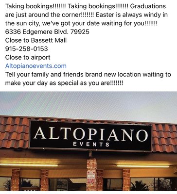 Altopiano Events - Altopiano Events has been undergoing demolition/remodel in order to help make your next event a great success. Pictures will be posted soon… you won’t be disappointed!!!