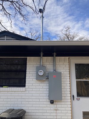 Electrical Service up-graded. - Electrical services or repairs are required to have an outside disconnect or main breaker panel with a complete house surge protection. As required by existing NEC Electrical Service up-graded. - Electrical services or repairs are required to have an outside disconnect or main breaker panel with a complete house surge protection. As required by existing NEC