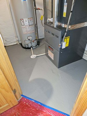 Remove and re-install - There was water damage throughout this basement. Removed all the equipment, re did flooring and sealed it. Re piped all drains, flue etc. Set all new equipment and adapted to new placement of the equipment. Remove and re-install - There was water damage throughout this basement. Removed all the equipment, re did flooring and sealed it. Re piped all drains, flue etc. Set all new equipment and adapted to new placement of the equipment.