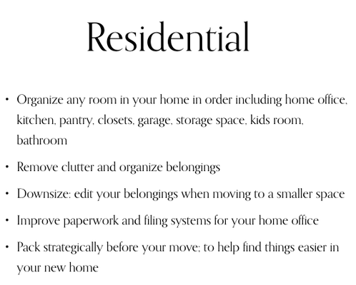 Residential Organization! - Organize any room in your home in order including home office, kitchen, pantry, closets, garage, storage space, kids room & even the bathroom. Stacy Sorts has a passion for finding the perfect place for everything! Call today!