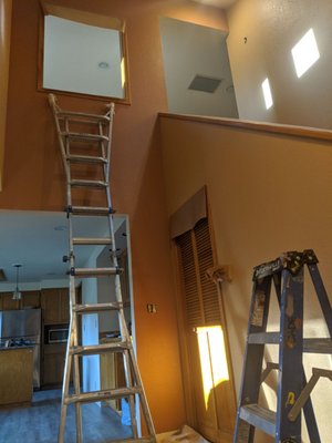 Repaint brown to gray - Another home that wanted a more modern feel and colors that vibed with them. The gray does change the whole look and feel of the room and it looks great! Repaint brown to gray - Another home that wanted a more modern feel and colors that vibed with them. The gray does change the whole look and feel of the room and it looks great!