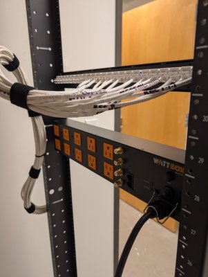 Office Building Data Wiring - Data wiring for wireless access points, data jacks, and copier. Equipment rack installation for office building. Office Building Data Wiring - Data wiring for wireless access points, data jacks, and copier. Equipment rack installation for office building.