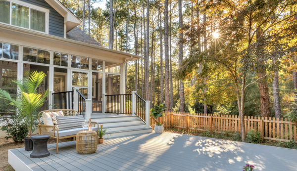 Deck Remodel - Redwood City - Check out this beautiful deck that was completely redone here in Redwood City! The customers chose to go with Pebble Grey by Trex and we believe it completely compliments their home and the breath taking surroundings!
