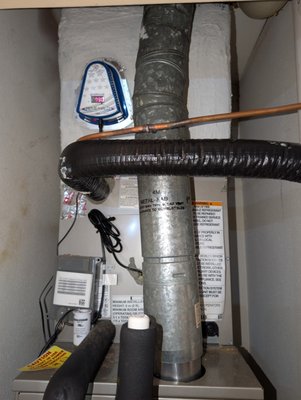 Insulated ductwork - This is insulated HVAC supply ductwork in an attic, sealed with foil HVAC tape and duct mastic. It distributes heated or cooled air throughout the home while reducing energy loss and condensation. Insulated ductwork - This is insulated HVAC supply ductwork in an attic, sealed with foil HVAC tape and duct mastic. It distributes heated or cooled air throughout the home while reducing energy loss and condensation.