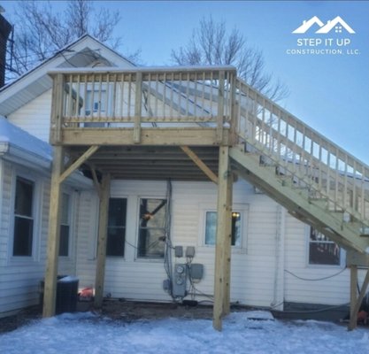 New Deck and Stairs - This home needed had rotting wood and an unsafe entrance to the home.  We built a new deck with stairs and the homeowner was extremely satisfied that their family and visitors now would be safe.