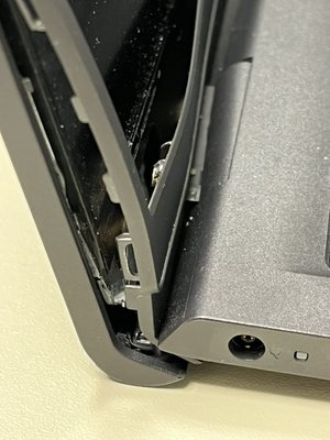 Dell laptop hinge repair - Dell laptop left side hinge was broken and client brought in for service. During the repair, realized the right side hinge was loose, checked and found two of the three screws broken already. It was great caught up the right side issue early. Fixed both side hinges overnight. Client was happy with the quick turnaround.