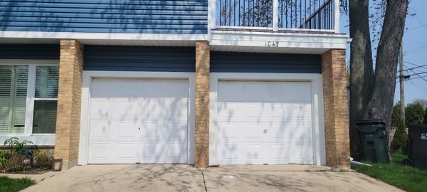 white Carriage house design - replacement 2 single car garage