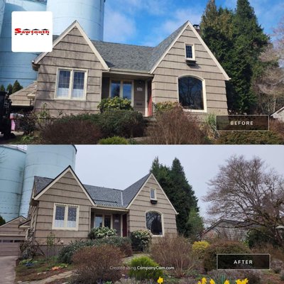Owens Corning Duration in Estate Gray - From the customer, Susan M., of Portland, OR:
My experience with Sawtooth Roofing was a positive and a great experience. The crew was fantastic and worked very hard. There was a tricky pergola section on the garage that needed to be lifted for the new supports that I was nervous about and that went off without any issues. The clean-up was perfect and the whole job was completed professionally, and courteously from start to finish. Everyone at Sawtooth Roofing was professional and quick to answer any questions or concerns that I had. I love my new roof and the way it looks. I think the roof looks better than many of my neighbors’ roofs on my street. I also have peace of mind that my home will be protected for a very long time. Owens Corning Duration in Estate Gray - From the customer, Susan M., of Portland, OR:
My experience with Sawtooth Roofing was a positive and a great experience. The crew was fantastic and worked very hard. There was a tricky pergola section on the garage that needed to be lifted for the new supports that I was nervous about and that went off without any issues. The clean-up was perfect and the whole job was completed professionally, and courteously from start to finish. Everyone at Sawtooth Roofing was professional and quick to answer any questions or concerns that I had. I love my new roof and the way it looks. I think the roof looks better than many of my neighbors’ roofs on my street. I also have peace of mind that my home will be protected for a very long time.