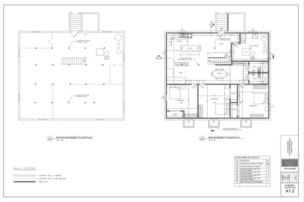 Basement Remodel - Plans to convert and unfinished basement into a 3-bedroom, 2-bath living space. Basement Remodel - Plans to convert and unfinished basement into a 3-bedroom, 2-bath living space.