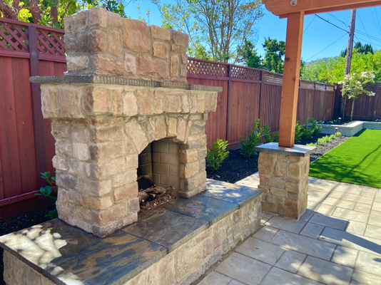 Double Pergola and Fireplace - Homeowner wanted a space to entertain their family and friends, We made it happen!