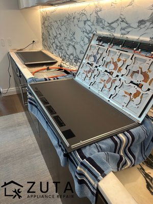 Miele induction repair - This portfolio showcases the step-by-step process of replacing a damaged glass surface on a Miele induction cooktop. It highlights safe appliance disassembly, removal of the cracked ceramic glass panel, inspection of internal components, and precise installation of a new Miele-compatible glass top. The project emphasizes proper electrical safety procedures, careful handling of sensitive induction elements, and alignment of the replacement glass to ensure optimal performance and durability. Technical skill, and adherence to manufacturer standards. 🔧✨ Miele induction repair - This portfolio showcases the step-by-step process of replacing a damaged glass surface on a Miele induction cooktop. It highlights safe appliance disassembly, removal of the cracked ceramic glass panel, inspection of internal components, and precise installation of a new Miele-compatible glass top. The project emphasizes proper electrical safety procedures, careful handling of sensitive induction elements, and alignment of the replacement glass to ensure optimal performance and durability. Technical skill, and adherence to manufacturer standards. 🔧✨