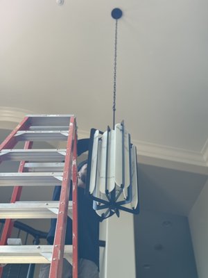 20+ft Chandelier installations in Rancho Santa Fe - Removed and replaced 3 chandeliers in 4 hrs. 20+ft Chandelier installations in Rancho Santa Fe - Removed and replaced 3 chandeliers in 4 hrs.