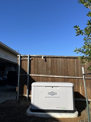 Briggs & Stratton whole home generator with automatic power transfer switch - Peace of mind. This homeowner wanted to ensure his home and family was protected from outages while he was away for work. Our generators come with a bumper to bumper 10year warranty on parts and labor. We offer free consultations for generators also.