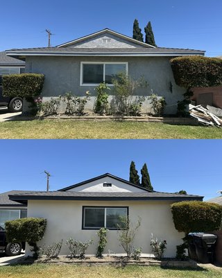 New Sand Finish Stucco - Our client was tired of the thick old layer of stucco. We applied a sand finish stucco and made the house completely different. New paint around the fascia boards and doors to make a contrast with the white stucco. Give us a call for a free quote on smooth or sand finish stucco. New Sand Finish Stucco - Our client was tired of the thick old layer of stucco. We applied a sand finish stucco and made the house completely different. New paint around the fascia boards and doors to make a contrast with the white stucco. Give us a call for a free quote on smooth or sand finish stucco.