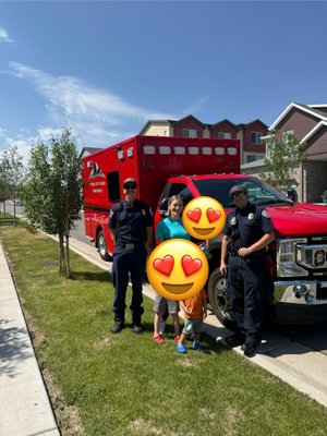 Park City Fire Department - We had such an exciting Community Education Day at Busy Bees! The Park City Fire Department stopped by to visit our daycare and teach the kids all about fire safety. The firefighters arrived in full gear and brought their fire truck and Ambulance for the children to explore up close.
The kids loved learning how firefighters help keep our community safe, what to do in case of an emergency, and how to “stop, drop, and roll.” They even got to see the lights and hear the sirens!
It was a fun, hands-on learning experience that helped our little ones feel more confident and comfortable around first responders. A huge thank-you to the Park City Fire Department for taking the time to visit and inspire our Busy Bees! Park City Fire Department - We had such an exciting Community Education Day at Busy Bees! The Park City Fire Department stopped by to visit our daycare and teach the kids all about fire safety. The firefighters arrived in full gear and brought their fire truck and Ambulance for the children to explore up close.
The kids loved learning how firefighters help keep our community safe, what to do in case of an emergency, and how to “stop, drop, and roll.” They even got to see the lights and hear the sirens!
It was a fun, hands-on learning experience that helped our little ones feel more confident and comfortable around first responders. A huge thank-you to the Park City Fire Department for taking the time to visit and inspire our Busy Bees!