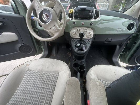 Complete Fiat Revamp - This Fiat had been heavily used for a few years too long without a detailing. After our full detail it looks back to new. We got out the cigarette smoke smell, and the deep stains. Check it out and call us for your detail needs.