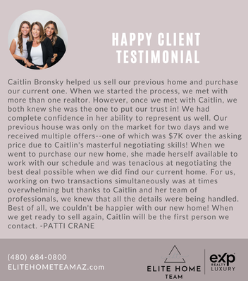 HAPPY CLIENT REVIEWS - At The Elite Home Team, we are your trusted real estate advisors, delivering unparalleled expertise in Scottsdale and beyond. As experienced Scottsdale Realtors and certified Pricing Strategy Advisors, we specialize in luxury marketing, renovations and strategic pricing to maximize your property's value. Our deep knowledge and experience in real estate investing and home building enables us to identify and secure the best real estate investments for our clients. We have a Global reach to correctly market and sell properties fast. Whether you're buying or selling, our commitment to excellence ensures a seamless and profitable experience. Partner with us to navigate the dynamic Scottsdale real estate landscape with confidence and precision.