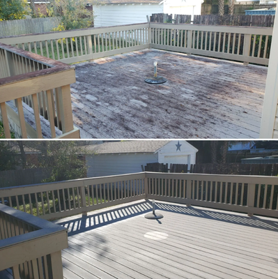 Patio & Deck Cleaning - Patio Cleaning:
Service:
We specialize in deep-cleaning patios made from concrete, brick, or stone.
Outcome:
Restores the original color and texture, eliminates mold and mildew, and prepares your patio for gatherings and relaxation.
Deck Cleaning:
Approach:
Gentle yet effective pressure washing to clean and rejuvenate wooden decks.
Results:
Removes dirt, algae, and weather stains, preparing the surface for sealing or staining to enhance durability and aesthetics. Patio & Deck Cleaning - Patio Cleaning:
Service:
We specialize in deep-cleaning patios made from concrete, brick, or stone.
Outcome:
Restores the original color and texture, eliminates mold and mildew, and prepares your patio for gatherings and relaxation.
Deck Cleaning:
Approach:
Gentle yet effective pressure washing to clean and rejuvenate wooden decks.
Results:
Removes dirt, algae, and weather stains, preparing the surface for sealing or staining to enhance durability and aesthetics.