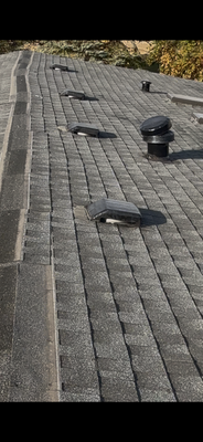 Full roof replacement - This customer paid a previous contractor to complete her roof. Four months later, it still was not complete! Rice Construction came in and completed the job in one day. We removed two layers of shingles, fixed damaged OSB, replaced all vents and pipe boots with proper sealing, and properly flashed all skylights. The result is a watertight roof that comes with our 10-year labor installation warranty. Full roof replacement - This customer paid a previous contractor to complete her roof. Four months later, it still was not complete! Rice Construction came in and completed the job in one day. We removed two layers of shingles, fixed damaged OSB, replaced all vents and pipe boots with proper sealing, and properly flashed all skylights. The result is a watertight roof that comes with our 10-year labor installation warranty.