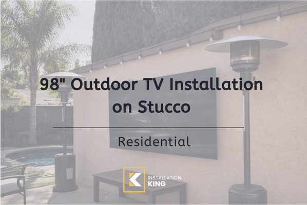 98" Outdoor TV Installation on Stucco - We installed a 98-inch outdoor TV on a stucco exterior wall using a heavy-duty swivel (full-motion) wall mount for optimal viewing flexibility. The project required a two-technician team to safely handle and mount the large display.
Scope of work included professional cable concealment for a clean finish, secure mounting on exterior stucco, and full setup with the client’s existing audio system to ensure seamless performance and outdoor entertainment readiness. 98" Outdoor TV Installation on Stucco - We installed a 98-inch outdoor TV on a stucco exterior wall using a heavy-duty swivel (full-motion) wall mount for optimal viewing flexibility. The project required a two-technician team to safely handle and mount the large display.
Scope of work included professional cable concealment for a clean finish, secure mounting on exterior stucco, and full setup with the client’s existing audio system to ensure seamless performance and outdoor entertainment readiness.