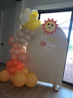Here Comes the Son Shower - “Here Comes the Son” Baby Shower
This sunny setup featured our lightweight foam backdrops paired with playful balloon garlands in soft yellow, blush, and sky blue tones—perfect for welcoming a little one! Foam backdrops are a budget-friendly option that still bring the charm, and they're great for casual or intimate events. Bonus? Guests often love that they can keep the backdrop as a sweet memento after the party.