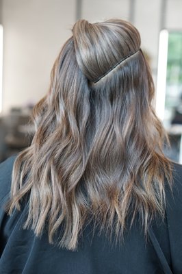 1 Row Invisible Bead Extension Install - Invisible Bead Extensions add noticeable volume without drastic length changes, ideal for those with fine or thin hair. The small beads secure thin wefts to your hair, creating a flat, invisible connection. IBE extensions offer a natural look with increased volume, comfortable wear, and less maintenance compared to thicker wefts.