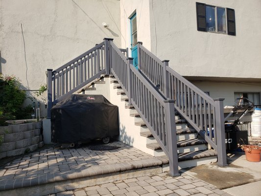 Custom railing project - Custom fabricated hand rail system. Reach color and unique textured vinyl product. (Manufacturer Bufftech) Aluminum reinforced top and bottom rails. Additional 5 color options are available. Please call us at 626-586-3378 Custom railing project - Custom fabricated hand rail system. Reach color and unique textured vinyl product. (Manufacturer Bufftech) Aluminum reinforced top and bottom rails. Additional 5 color options are available. Please call us at 626-586-3378