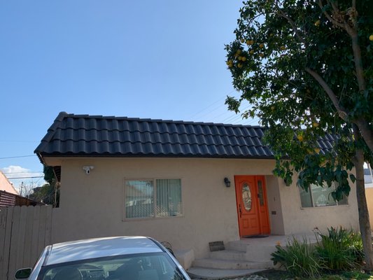 Shingle, Flat, Tile Roof and Plywood Redecking (Before and After) - Old roof with deteriorated shingles and flat roof and broken tiles. We installed new plywood and new shingles, flat, and tile mansard roof (Before, During and After)