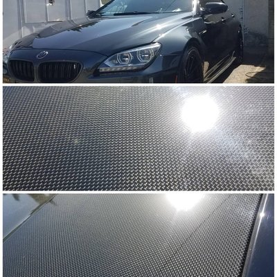 paint correction on carbon fiber bmw m6. - remove oxidation and swirls treatment on carbon fiber hood on a bmw m6. paint correction on carbon fiber bmw m6. - remove oxidation and swirls treatment on carbon fiber hood on a bmw m6.