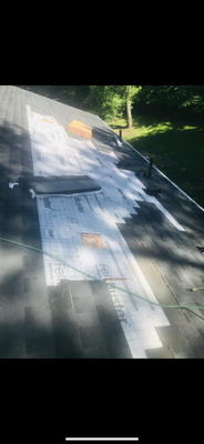 Partial roof replacement - Removed rotted wood in area where leak has been reoccurring installed new underlayment and color matched shingles Partial roof replacement - Removed rotted wood in area where leak has been reoccurring installed new underlayment and color matched shingles