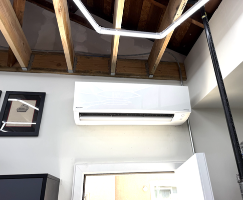 Garage mini split system install - Installed a 18000btu mini split system in a garage.