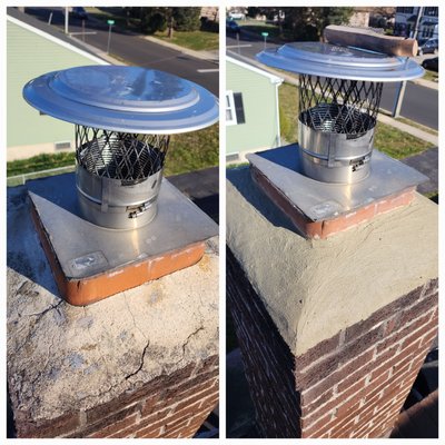 CROWN REPAIRS - These are all before and after pics of any crown repairs done from premier chimney. Cracked crowns allow water to penetrate chimney from top. This could lead to possible water damage or leaks , could cause mortar joints to crack and stucco and brick to deteriorate. CROWN REPAIRS - These are all before and after pics of any crown repairs done from premier chimney. Cracked crowns allow water to penetrate chimney from top. This could lead to possible water damage or leaks , could cause mortar joints to crack and stucco and brick to deteriorate.