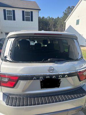Back Glass Replacement - Customer had an unfortunate event happen where their back glass broke.  Customer called and the next day Bitzan Auto Glass went and fixed it under the customers insurance.