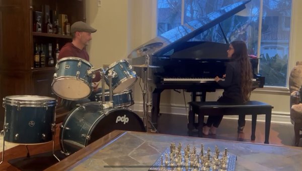 Just in Time for Halloween! - I these pictures, one of our drum/piano students is learning the "Halloween" theme song on both instruments! This theme is in 5/4 time signature and is a small introduction to more complex rhythms. Visit our website Gallery to see the full video:) Just in Time for Halloween! - I these pictures, one of our drum/piano students is learning the "Halloween" theme song on both instruments! This theme is in 5/4 time signature and is a small introduction to more complex rhythms. Visit our website Gallery to see the full video:)