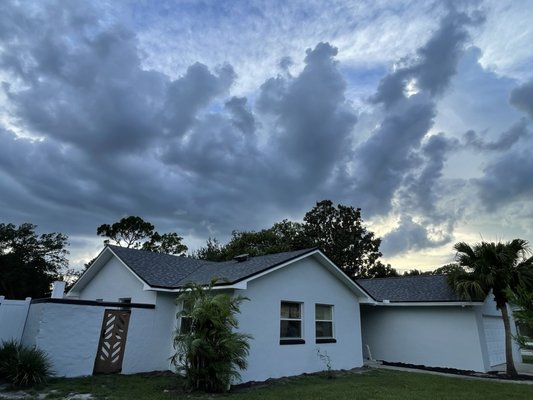 2023 Lake Mary exterior re-paint - We painted this home in 2023. Home had received new stucco on the front and some stone removed. We worked with the customer as he wanted to
