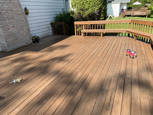 Deck stain project - This poor deck needed some love it was done in beechwood pressure washed and replaced some bad wood 16 ft and then new brought it back to life I love what I do 😇😇😇 Deck stain project - This poor deck needed some love it was done in beechwood pressure washed and replaced some bad wood 16 ft and then new brought it back to life I love what I do 😇😇😇