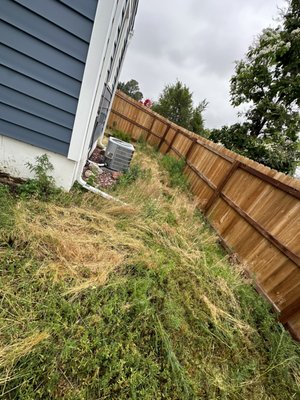 Complete back yard weed removal - This customer had just recently bought a new house. While closing on the house no one was taking care of the lawn. Once the house was closed the homeowner came home to this mess. When we were done he finally felt like he had bought the home he first thought he had bought!! Complete back yard weed removal - This customer had just recently bought a new house. While closing on the house no one was taking care of the lawn. Once the house was closed the homeowner came home to this mess. When we were done he finally felt like he had bought the home he first thought he had bought!!