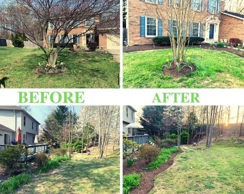 Yard Makeover - Our ''Basic Package" was performed in Burke, VA.
Landscaping clean-up and mulching for a happy client.
Call or message us today for your free estimate! Yard Makeover - Our ''Basic Package" was performed in Burke, VA.
Landscaping clean-up and mulching for a happy client.
Call or message us today for your free estimate!
