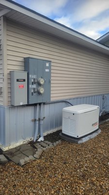 Generator install 2025 - This project features a full Generac standby generator installation, complete with a 200A automatic transfer switch. The system ties directly into the home’s service equipment, ensuring seamless power backup during outages. Everything was set to code with a clean, professional layout – utility meters, transfer switch, and conduit work all integrated neatly.

Now, when the utility power drops, the homeowner has automatic standby power to keep essential systems running without lifting a finger. A safe, permanent solution compared to portable generators, and built to last for years of dependable service.