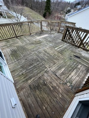 Deck restoration - Here is a deck that had years of neglect! After a good washing, replacing some old damaged wood and staining, this deck looks brand new! Deck restoration - Here is a deck that had years of neglect! After a good washing, replacing some old damaged wood and staining, this deck looks brand new!
