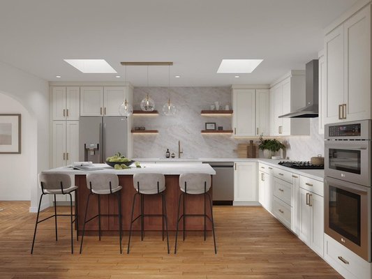 Contemporary kitchen - This remodel was done on an old kitchen, we gutted it down, removed load bearing walls to open up the space, and installed new cabinets and appliances.